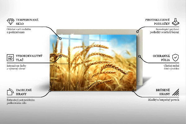 Skleněná deska za sporák Klasy obilovin na poli