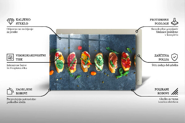Skleněná deska za sporák Barevné sendviče