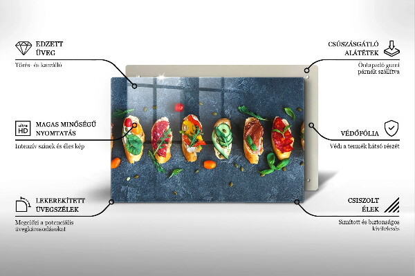Skleněná deska za sporák Barevné sendviče