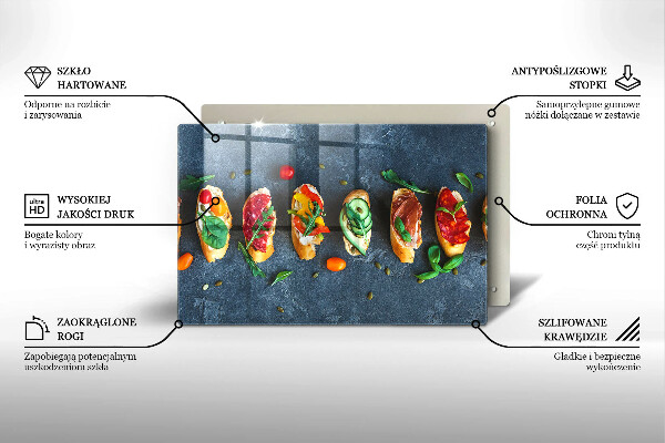 Skleněná deska za sporák Barevné sendviče