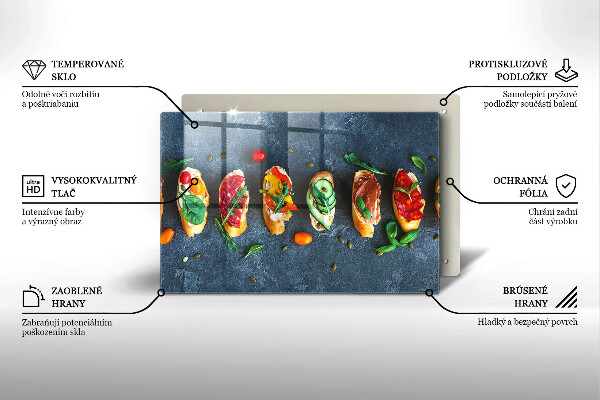 Skleněná deska za sporák Barevné sendviče