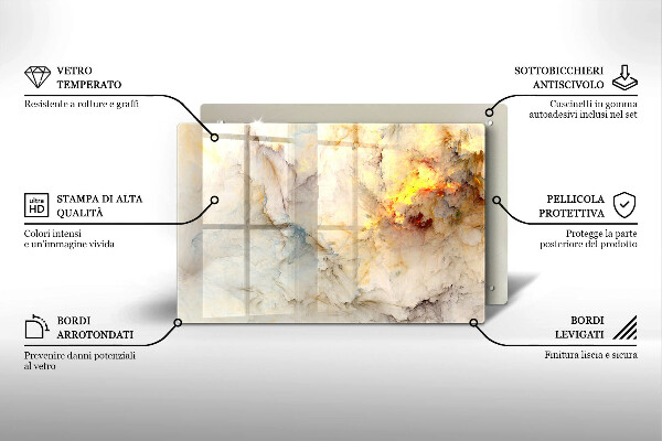 Skleněná deska za sporák Textura mramoru se zlatem