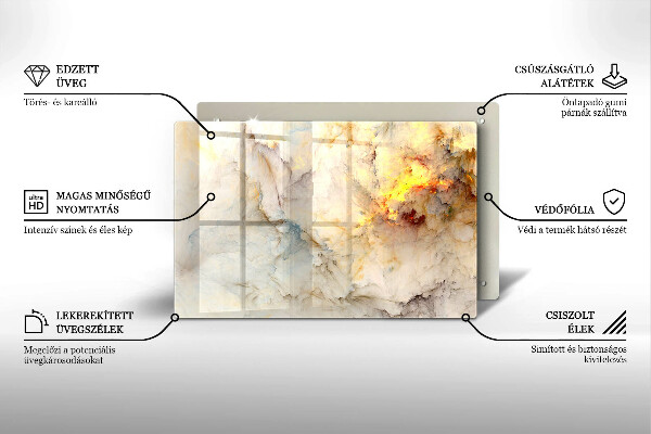 Skleněná deska za sporák Textura mramoru se zlatem