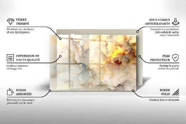 Skleněná deska za sporák Textura mramoru se zlatem