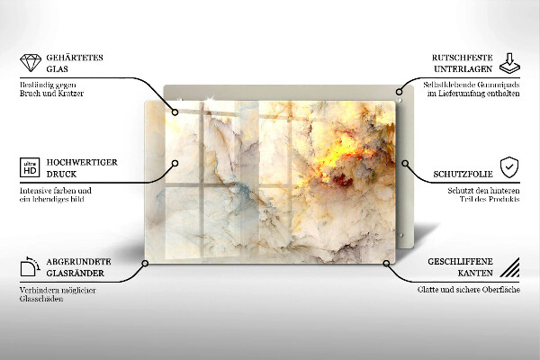 Skleněná deska za sporák Textura mramoru se zlatem