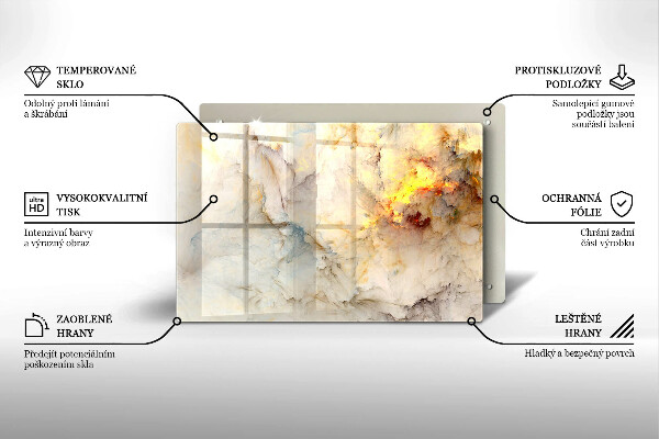 Skleněná deska za sporák Textura mramoru se zlatem