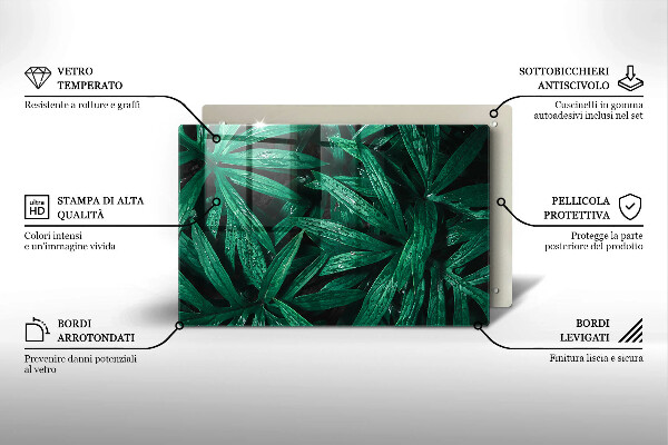 Skleněná deska za sporák Listy rostlin