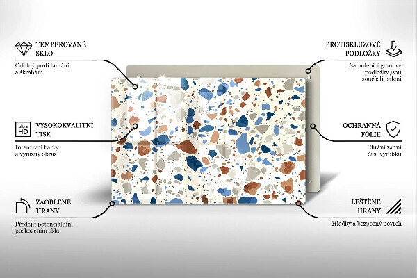 Skleněná deska za sporák Dekorativní kamenina