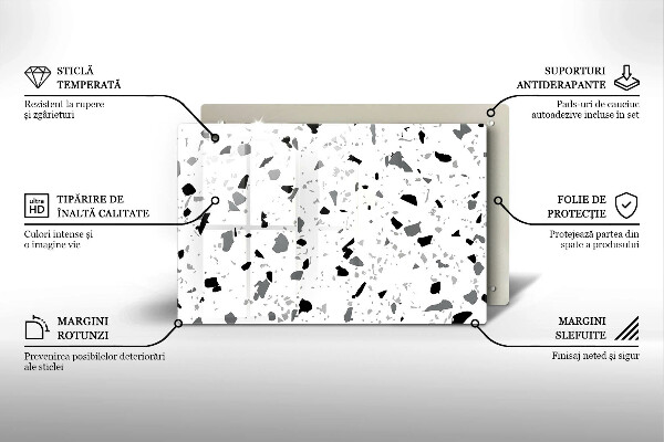 Skleněná deska za sporák Dekorativní kamenina