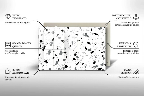 Skleněná deska za sporák Dekorativní kamenina