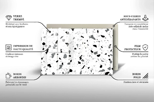 Skleněná deska za sporák Dekorativní kamenina