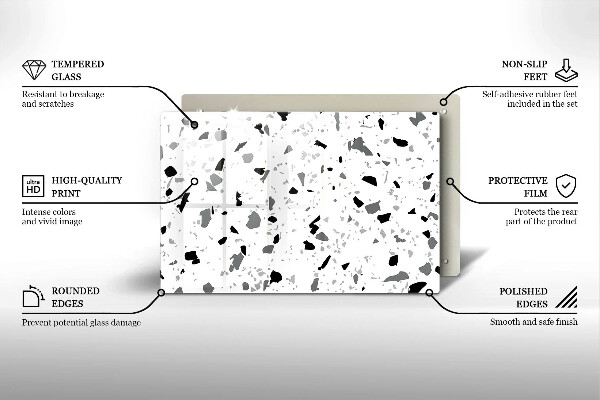 Skleněná deska za sporák Dekorativní kamenina