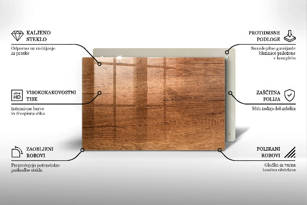 Skleněná deska za sporák Textura dřeva