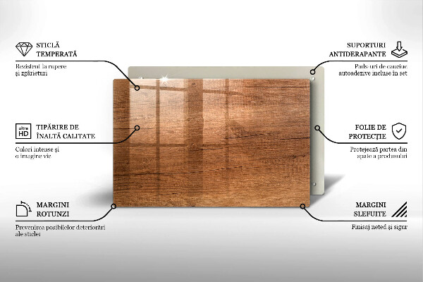 Skleněná deska za sporák Textura dřeva