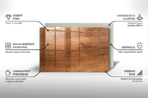Skleněná deska za sporák Textura dřeva