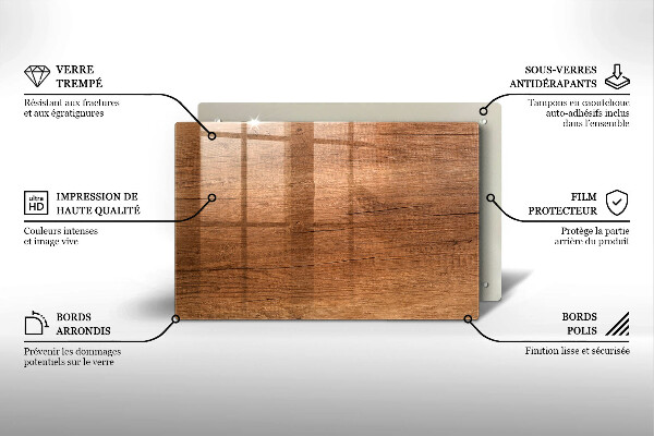 Skleněná deska za sporák Textura dřeva