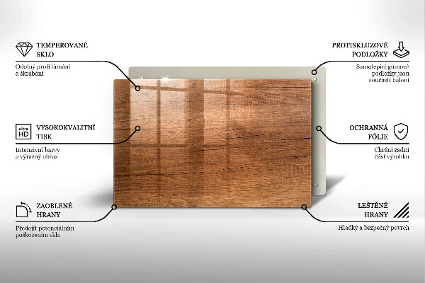 Skleněná deska za sporák Textura dřeva