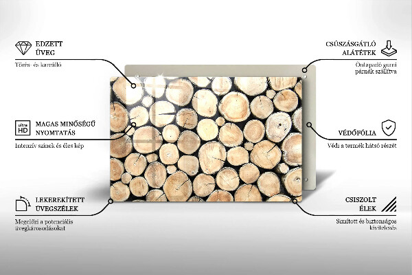 Skleněná deska za sporák Dřevěné kmeny stromů