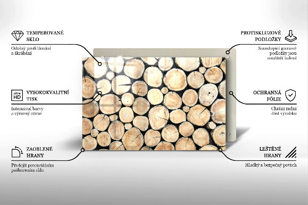 Skleněná deska za sporák Dřevěné kmeny stromů