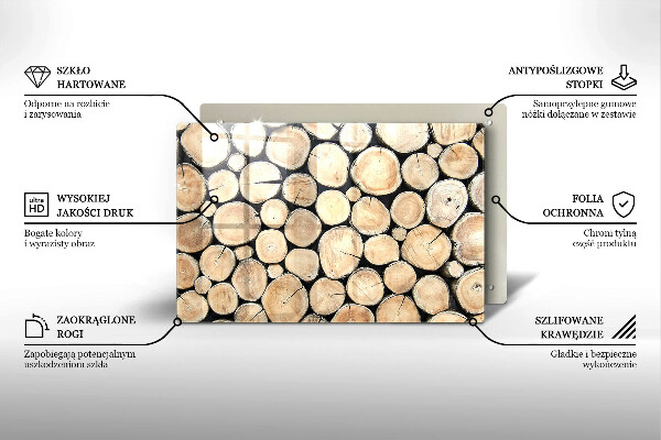 Skleněná deska za sporák Dřevěné kmeny stromů