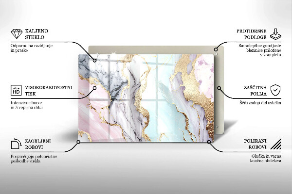 Skleněná deska za sporák Pastelový mramor