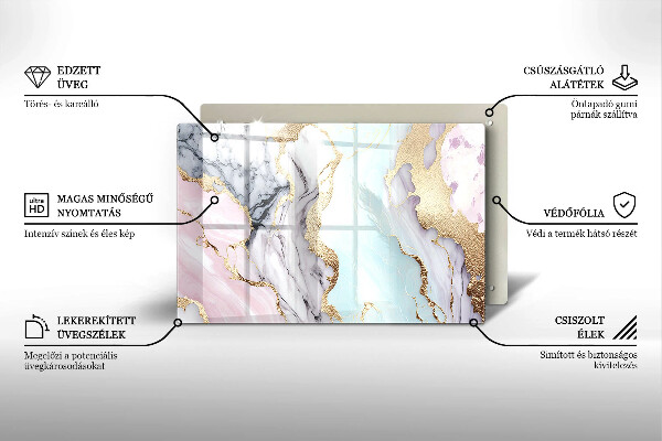 Skleněná deska za sporák Pastelový mramor