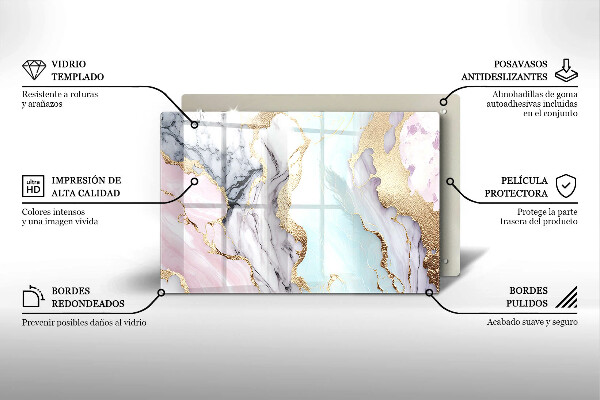 Skleněná deska za sporák Pastelový mramor