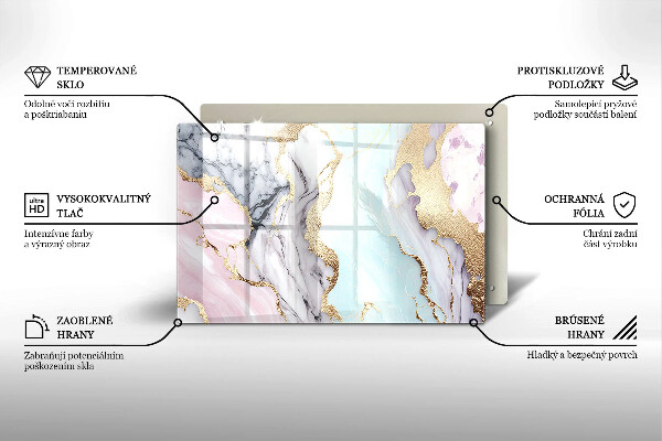 Skleněná deska za sporák Pastelový mramor