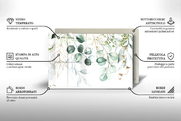 Skleněná deska za sporák Malované rostliny