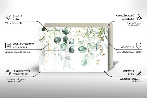 Skleněná deska za sporák Malované rostliny