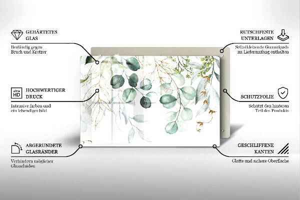 Skleněná deska za sporák Malované rostliny
