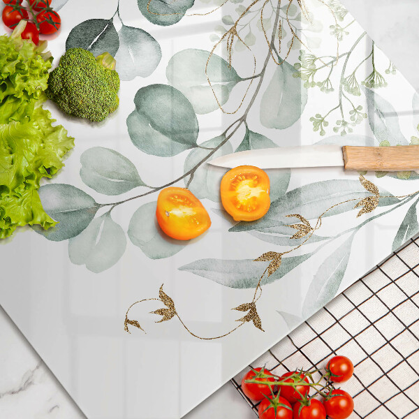 Skleněná deska za sporák Malované rostliny