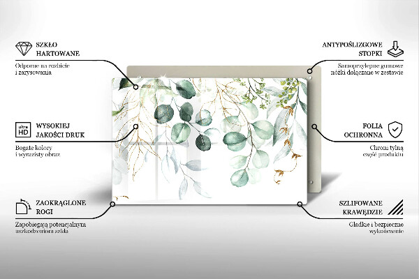 Skleněná deska za sporák Malované rostliny