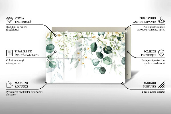 Skleněná deska za sporák Akvarel rostliny