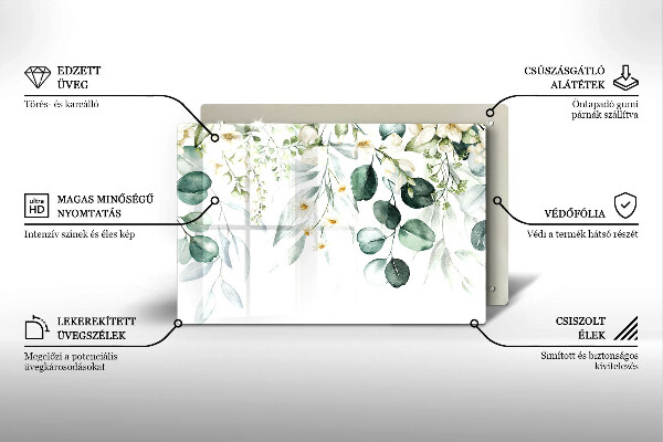 Skleněná deska za sporák Akvarel rostliny