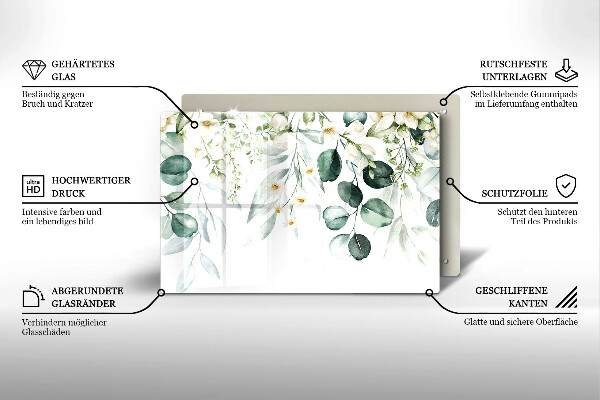 Skleněná deska za sporák Akvarel rostliny