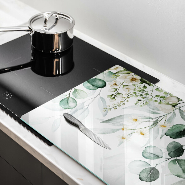 Skleněná deska za sporák Akvarel rostliny