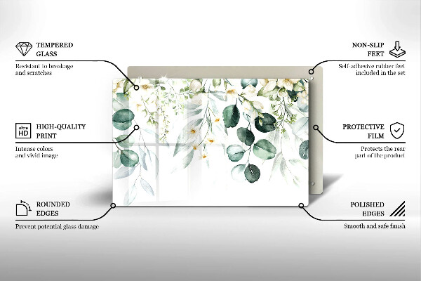 Skleněná deska za sporák Akvarel rostliny