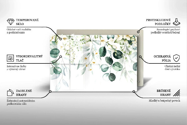 Skleněná deska za sporák Akvarel rostliny