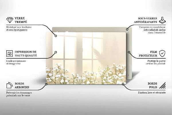 Skleněná deska za sporák Sádrové boho květiny