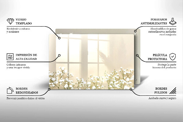 Skleněná deska za sporák Sádrové boho květiny