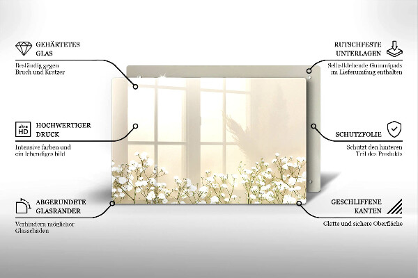 Skleněná deska za sporák Sádrové boho květiny