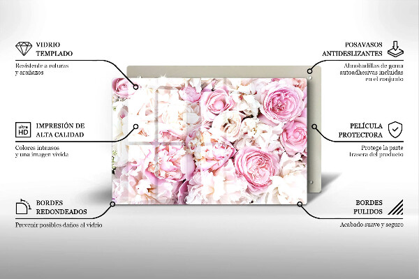 Skleněná deska za sporák Pivoňková kytice