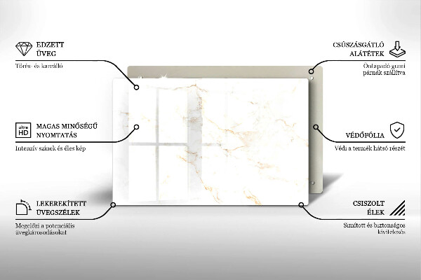 Skleněná deska za sporák Elegantní mramorový kámen