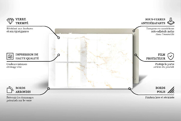 Skleněná deska za sporák Elegantní mramorový kámen