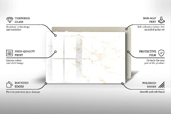 Skleněná deska za sporák Elegantní mramorový kámen