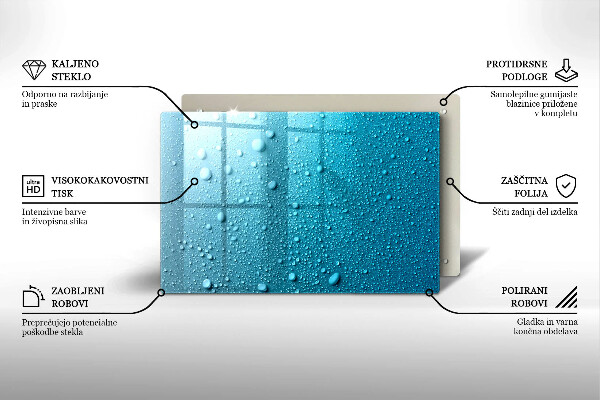 Skleněná deska za sporák Kapky vody