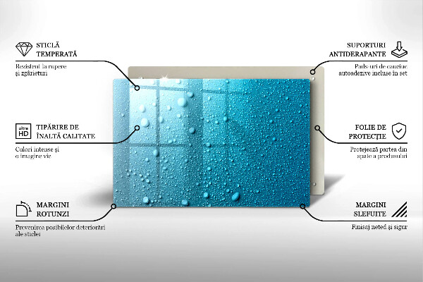 Skleněná deska za sporák Kapky vody