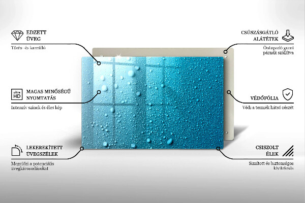 Skleněná deska za sporák Kapky vody