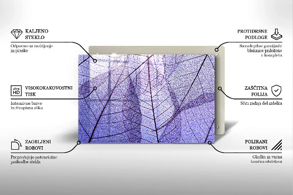 Skleněná deska za sporák Listy s žilnatinou